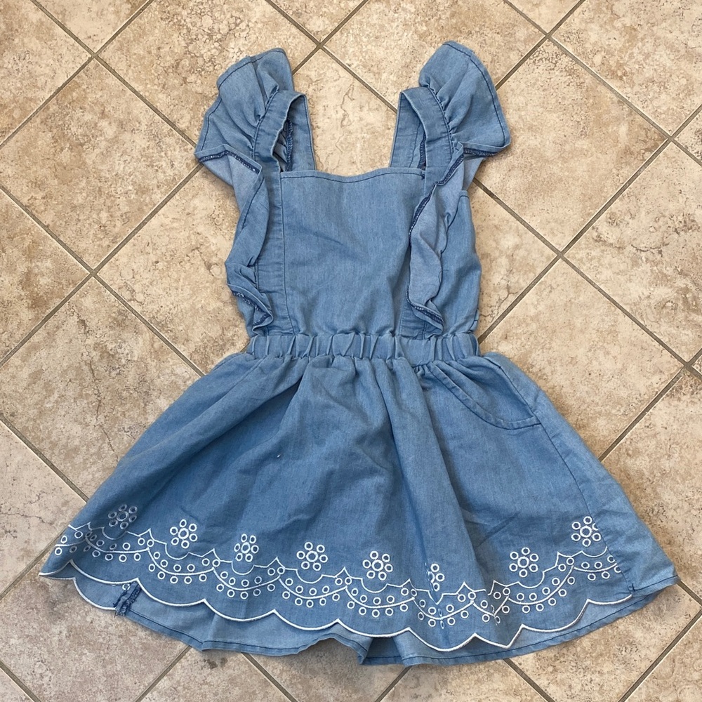 Btween Blue Denim Dress with Ruffle Sleeves size 4T